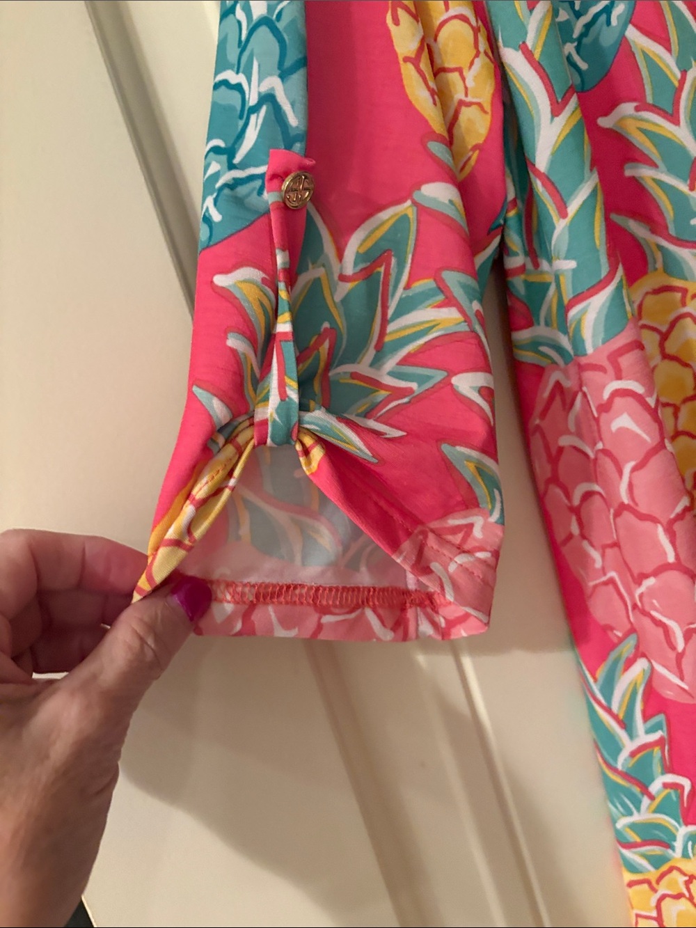 Simply Southern Women's Pineapple V-Neck Tunic Top mini dress - Picture 5 of 6
